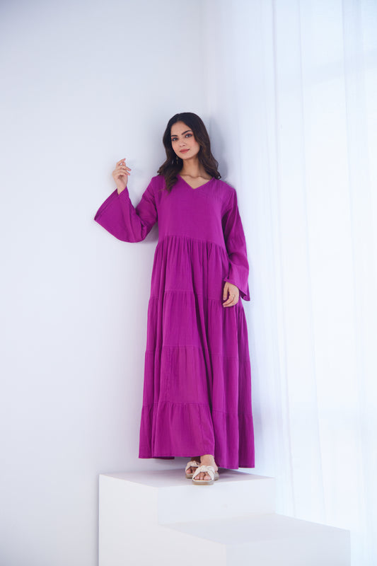 Magenta Tiered Maxi Dress