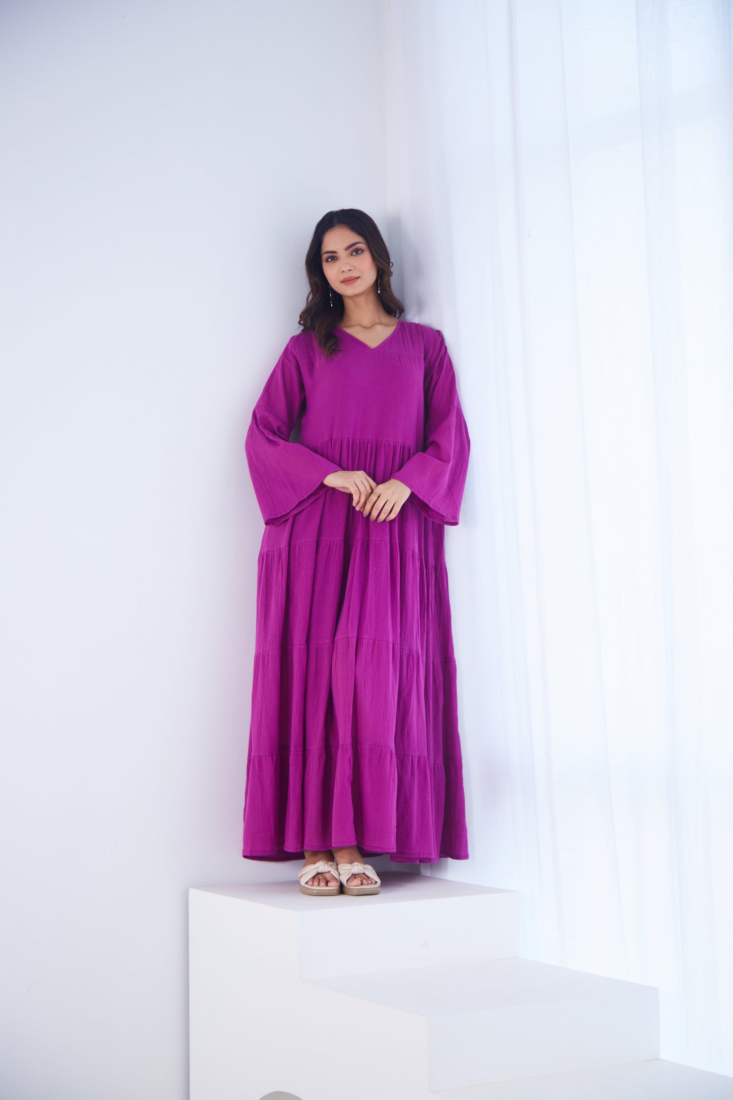 Magenta Tiered Maxi Dress