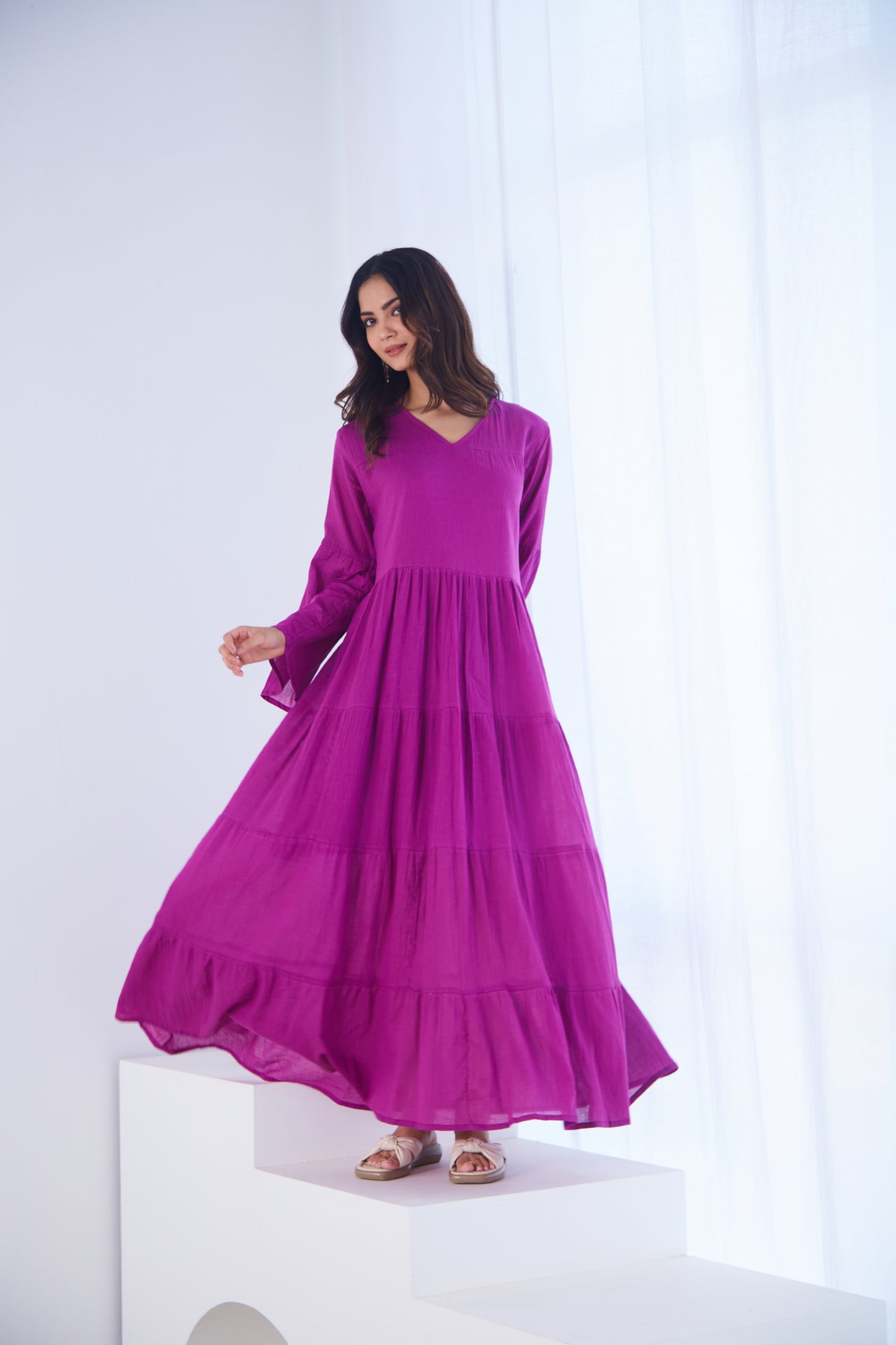 Magenta Tiered Maxi Dress
