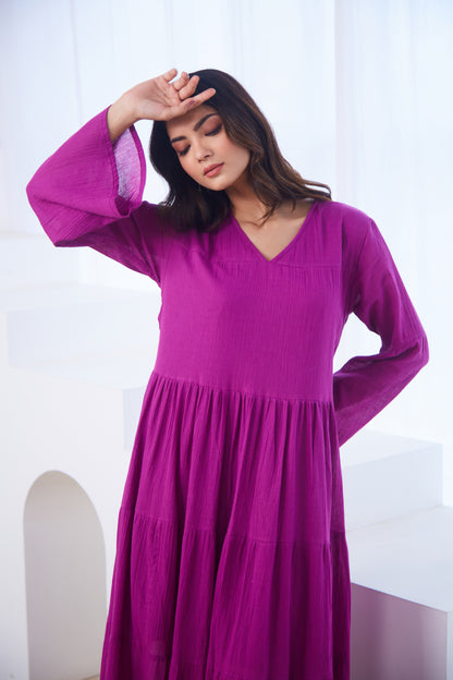 Magenta Tiered Maxi Dress