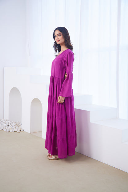 Magenta Tiered Maxi Dress
