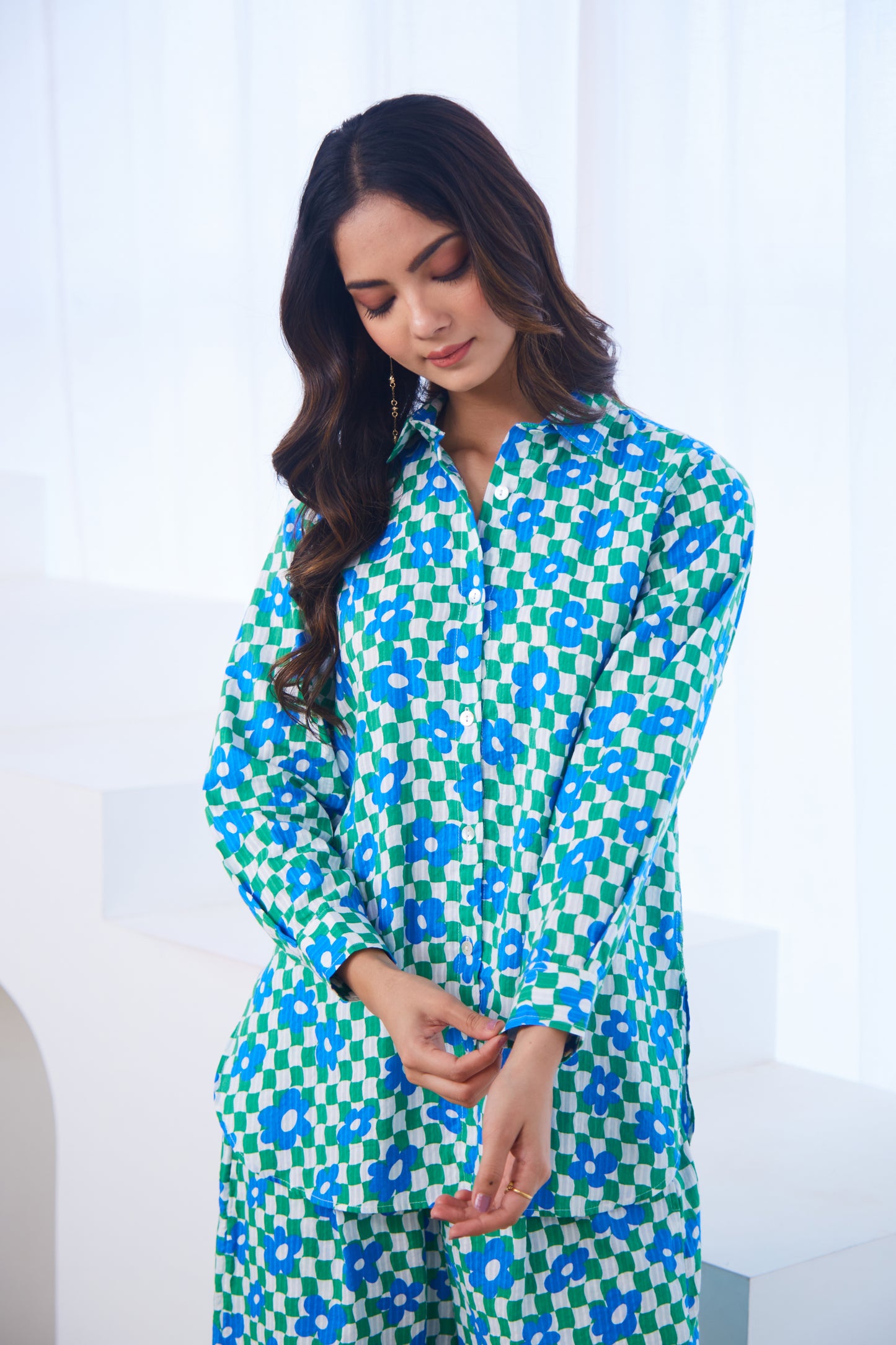 Blue–Green Mosaic Co-ord Set (Set Of Two)