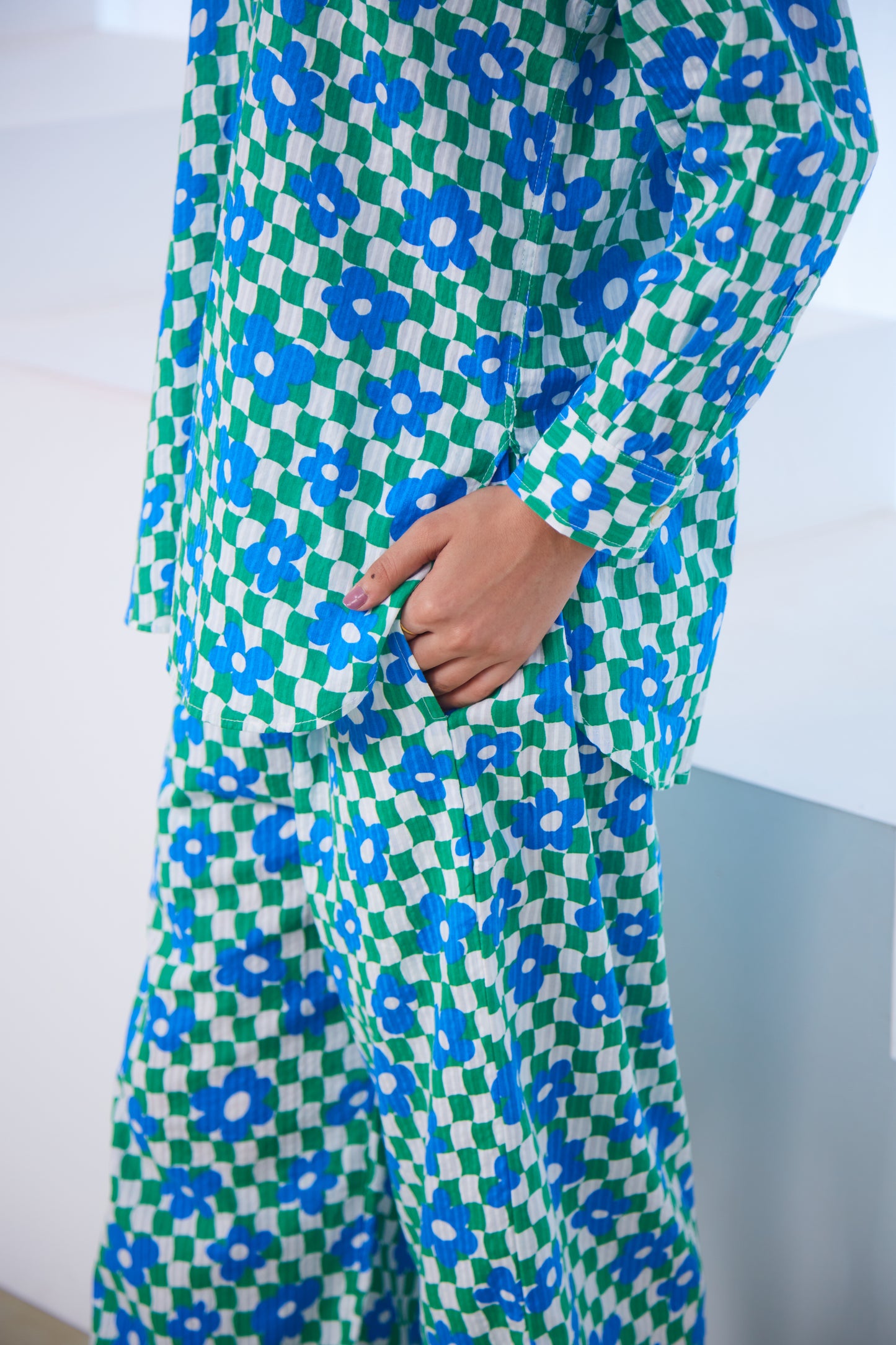 Blue–Green Mosaic Co-ord Set (Set Of Two)
