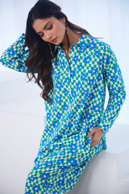 Blue–Green Mosaic Co-ord Set (Set Of Two)