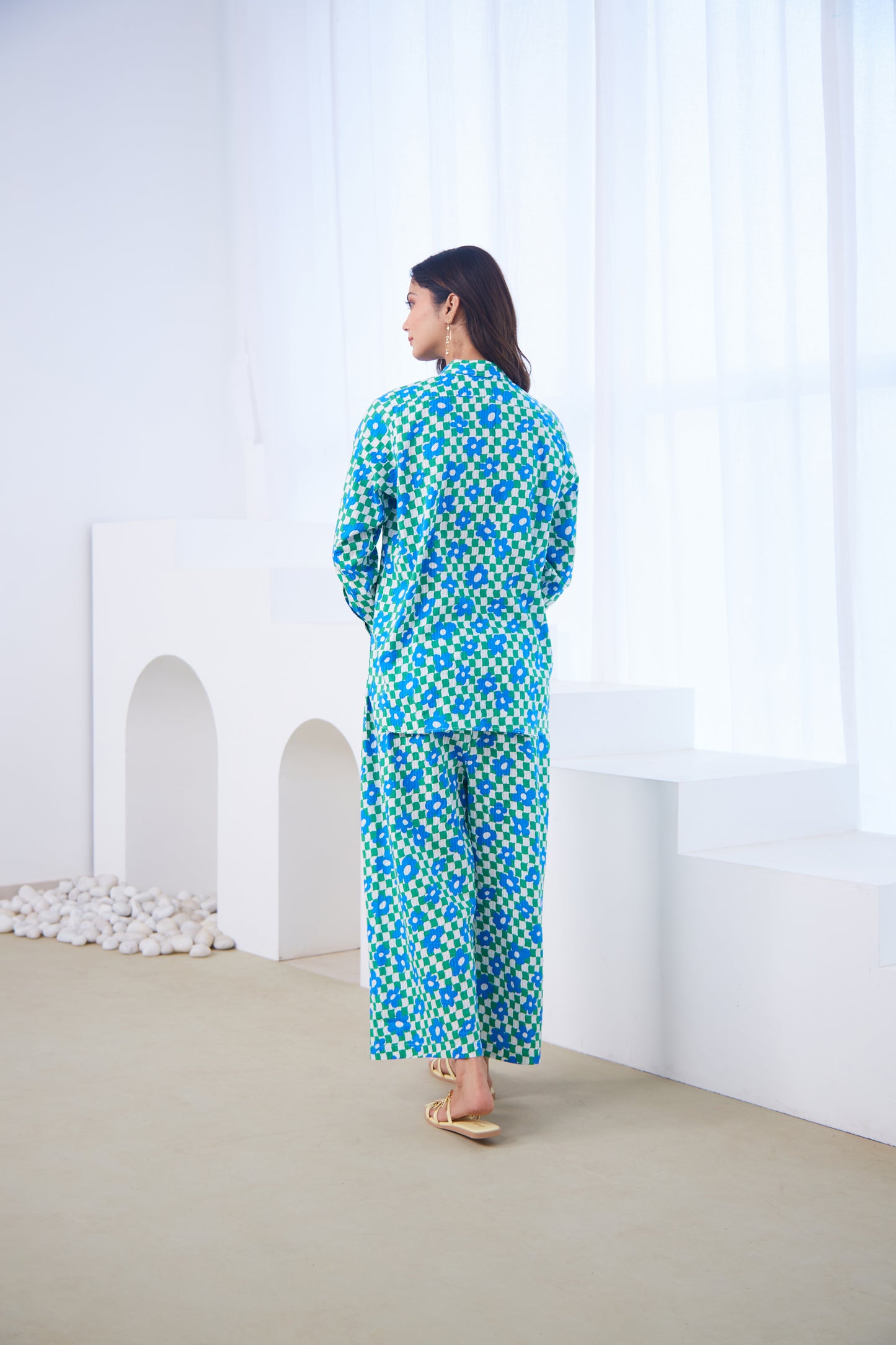 Blue–Green Mosaic Co-ord Set (Set Of Two)