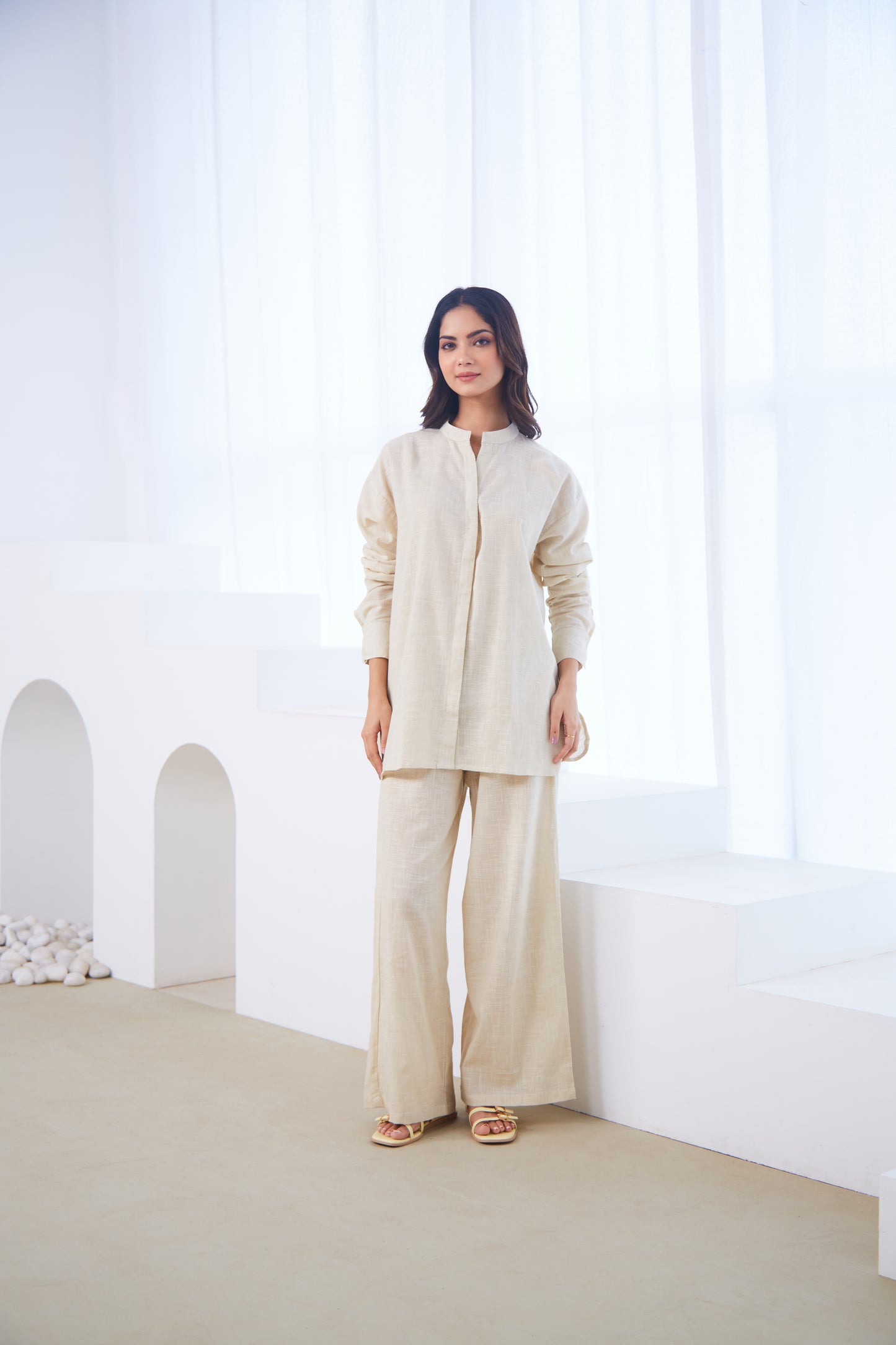 Ivory Cotton Co-ord Set (Set Of Two)