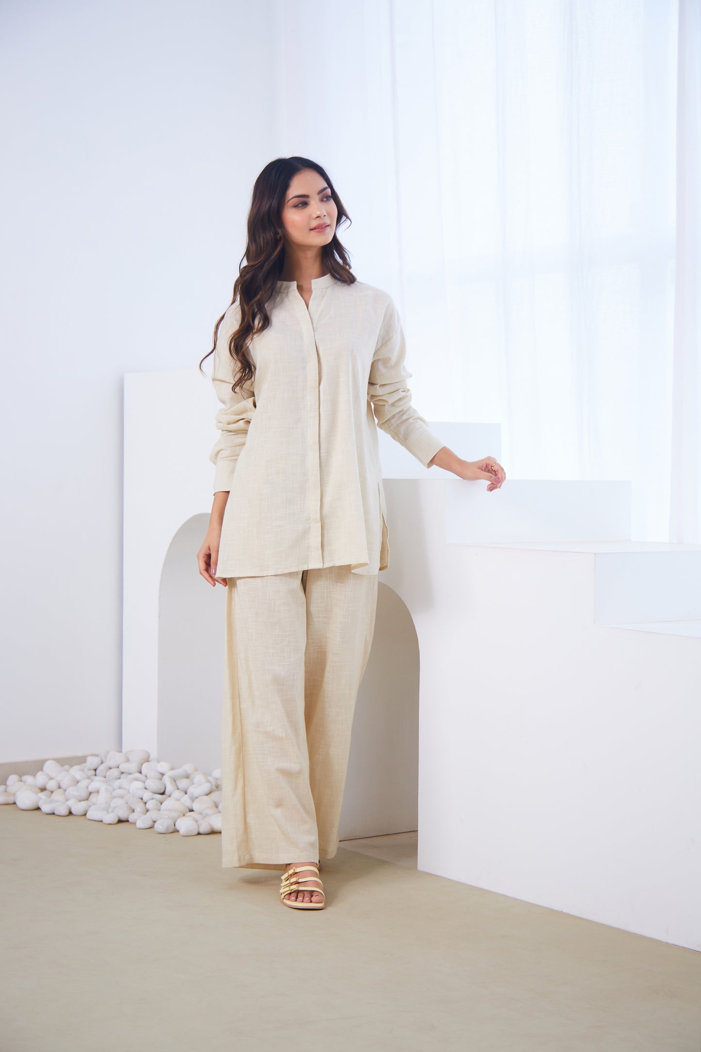 Ivory Cotton Co-ord Set (Set Of Two)