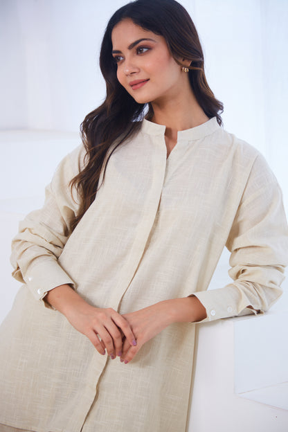 Ivory Cotton Co-ord Set (Set Of Two)