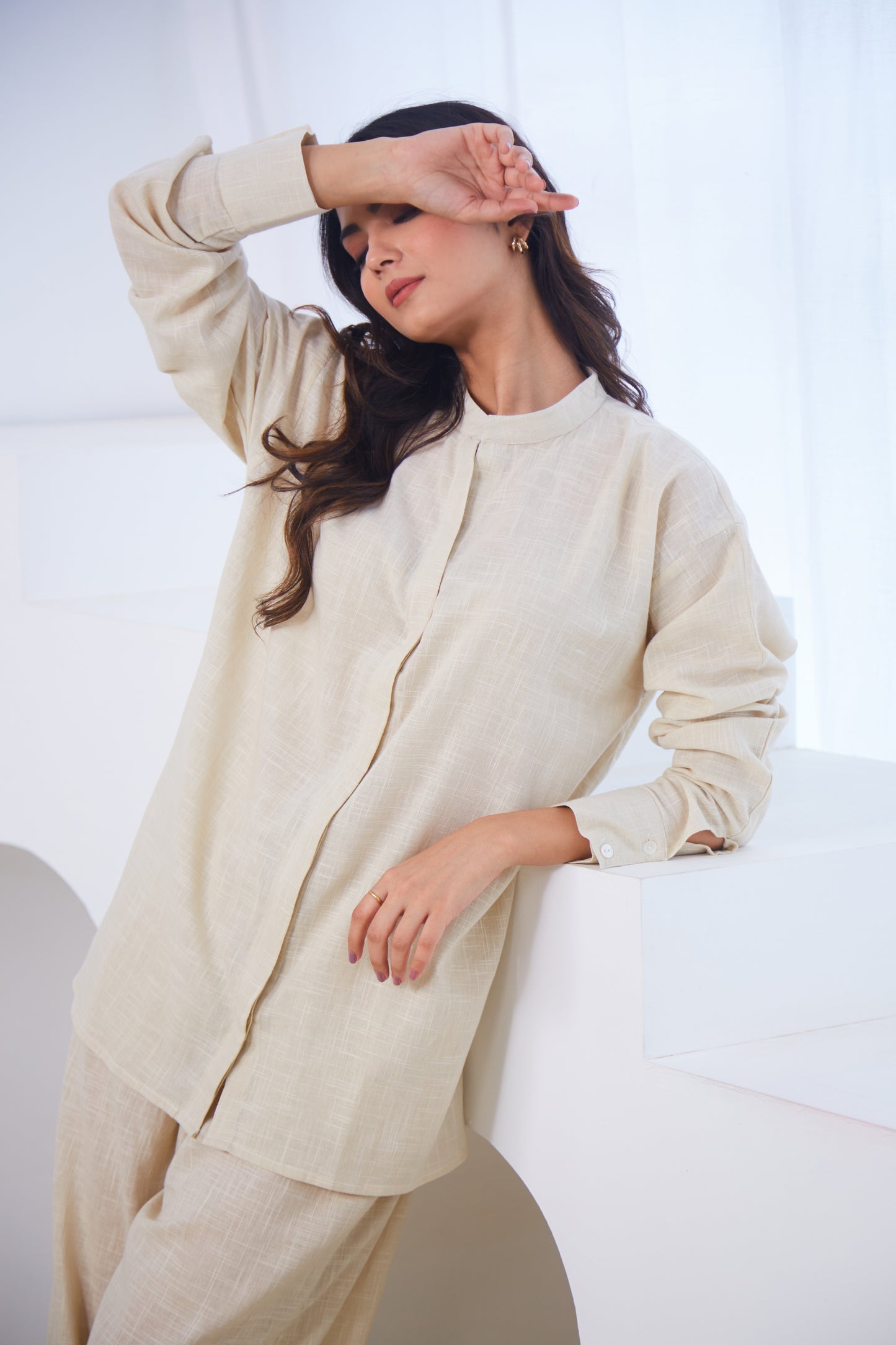 Ivory Cotton Co-ord Set (Set Of Two)