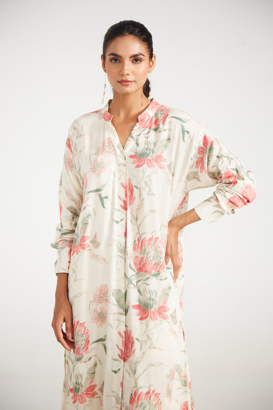 Ivory Bloom Floral Tunic Set (Set Of Two)