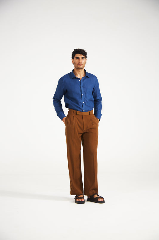 Brown Straight Fit Trousers