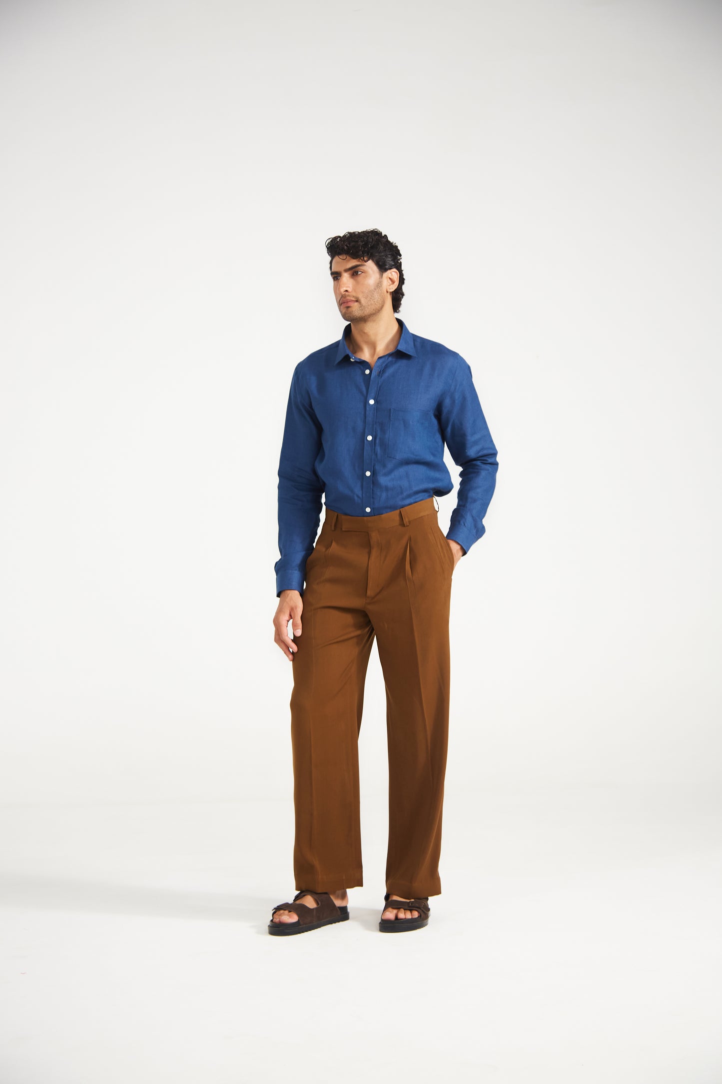 Brown Straight Fit Trousers