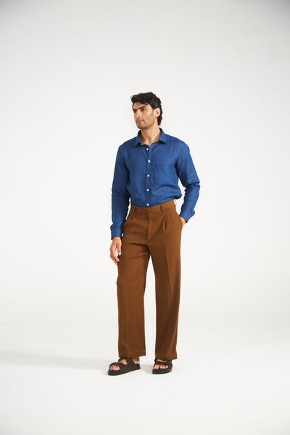 Brown Straight Fit Trousers