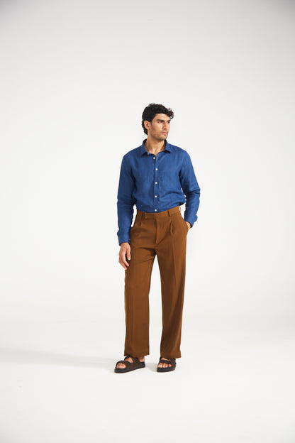 Brown Straight Fit Trousers